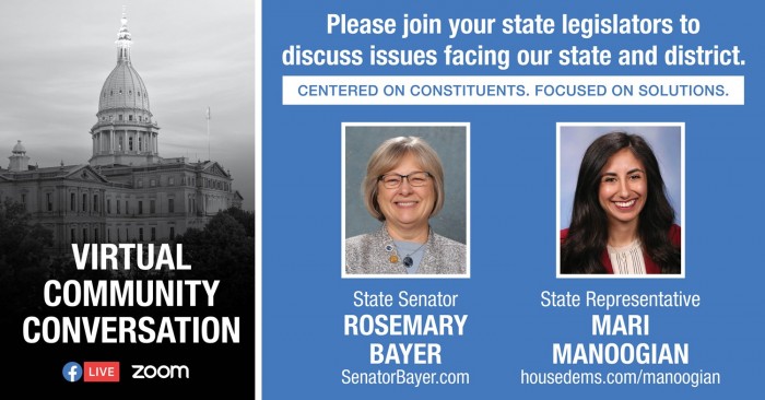 Virtual Community Conversation with Senator Bayer and Representatibe Mari Manoogian