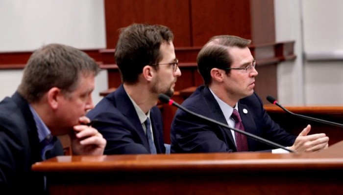 Sen. Sean McCann and Department of Environment, Great Lakes, and Energy personnel testify before the Senate Natural Resources Committee on Feb. 9, 2022.